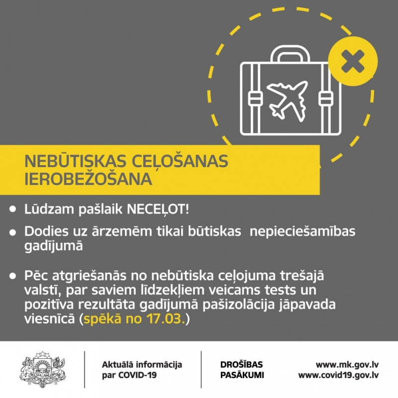 Valdība apstiprina drošības pasākumus Covid-19 izplatības kritumam līdz Lieldienām