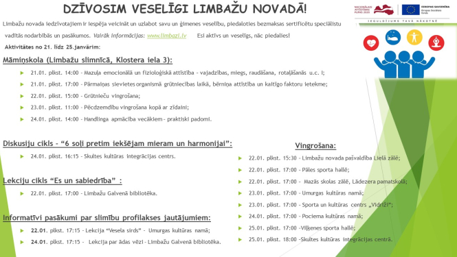 Aicinām šajā nedēļā apmeklēt veselību veicinošas aktivitātes Limbažu novadā
