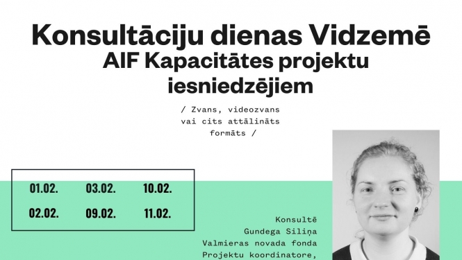 Aicinām Limbažu NVO uz AIF Konsultāciju un Projektu dienām Vidzemē!