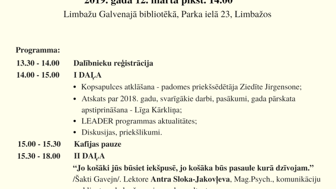 Biedrības Vidzemes lauku partnerība "Brasla" gada kopsapulce