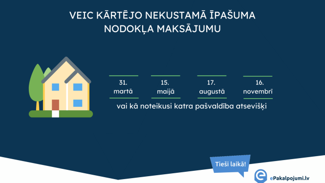 Atgādinām veikt kārtējo nekustamā īpašuma nodokļa maksājumu