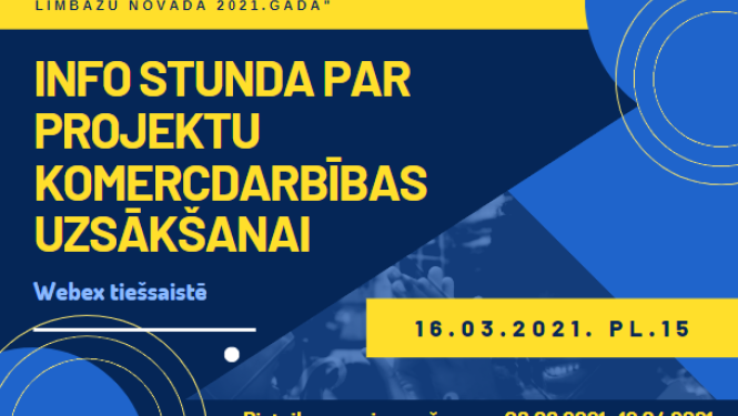 Info stunda par konkursu “Atbalsts komercdarbības uzsākšanai Limbažu novadā 2021.gadā”