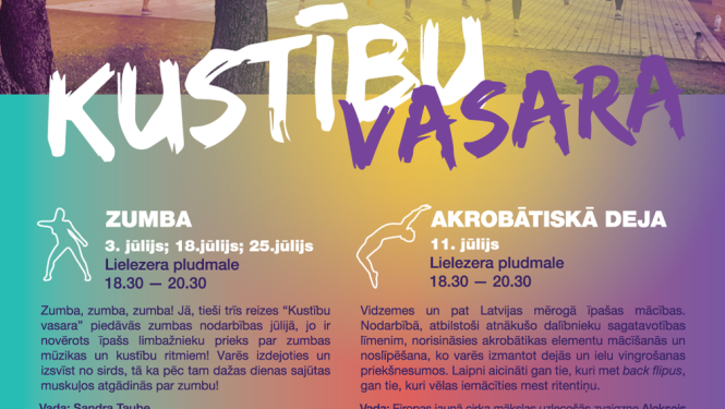 Projekta "Kustību vasara" aktivitātes jūlijā