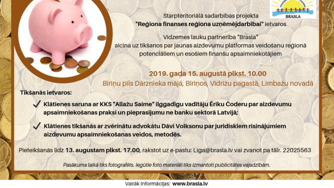 Vidzemes lauku partnerība “Brasla” aicina uz tikšanos par jaunas aizdevumu platformas veidošanu reģionā