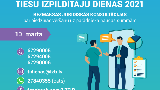 Tiesu izpildītāju dienā bez maksas konsultēs par piedziņas vēršanu uz parādnieka naudas summām