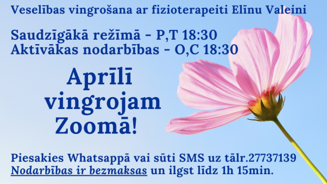 Bezmaksas vingrošanas nodarbības aprīlī!