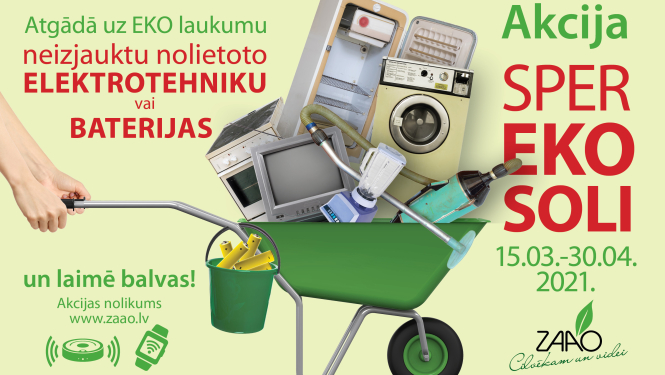 Notiks nolietotās elektrotehnikas un bateriju vākšanas akcija “Sper EKO soli”