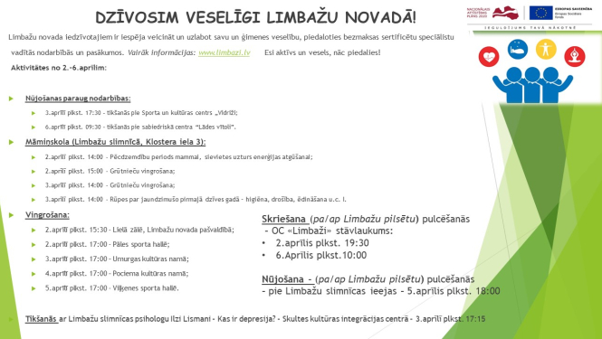 Aicinām šajā nedēļā apmeklēt veselību veicinošas aktivitātes Limbažu novadā