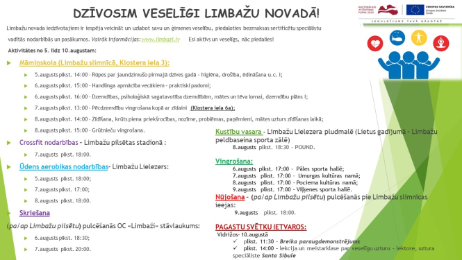 Aicinām šajā nedēļā apmeklēt veselību veicinošas aktivitātes Limbažu novadā