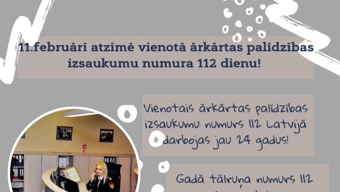11.februārī visā Eiropas Savienībā atzīmēs vienotā ārkārtas palīdzības izsaukumu numura 112 dienu