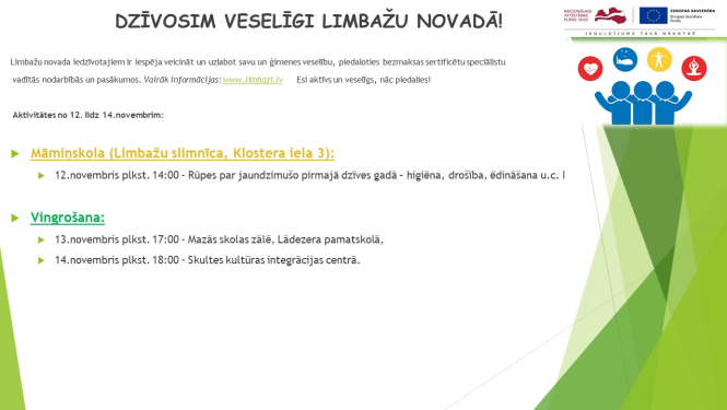 Aicinām šajā nedēļā apmeklēt veselību veicinošas aktivitātes Limbažu novadā