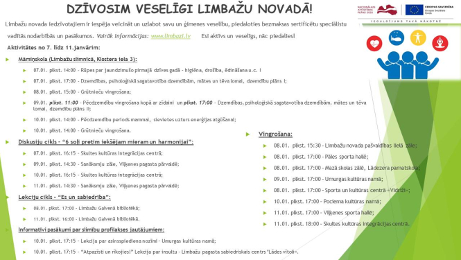 Aicinām šajā nedēļā apmeklēt veselību veicinošas aktivitātes Limbažu novadā