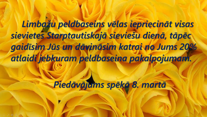 8.martā sievietēm 20% atlaide jebkuram Limbažu peldbaseina pakalpojumam