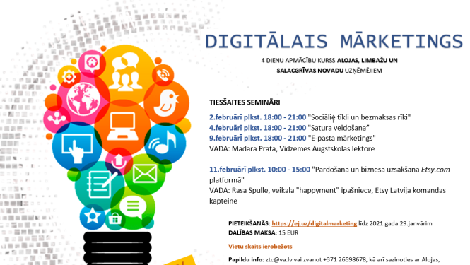 Aicinām uzņēmējus pieteikties Vidzemes Augstskolas Zināšanu un tehnoloģiju centra izstrādātajam apmācību ciklam