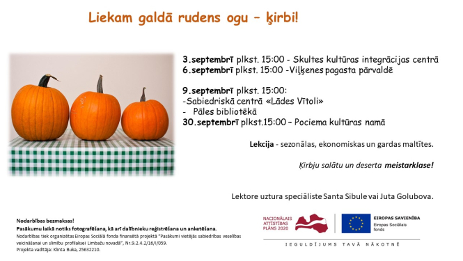 Lekcijas/meistarklases par veselīgu uzturu septembrī Limbažu novadā!