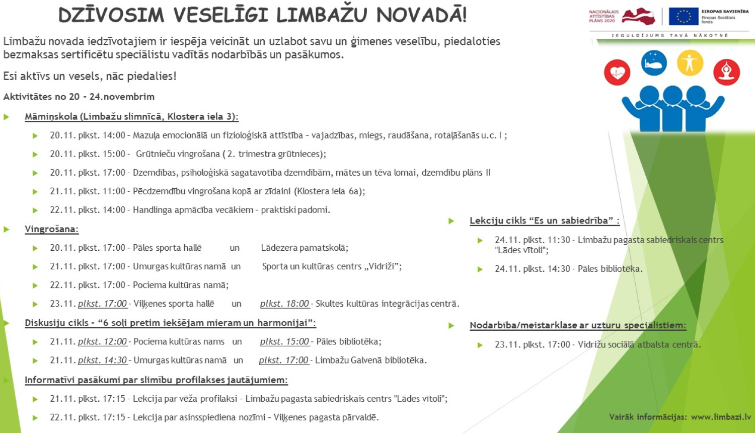 Veselību veicinošas aktivitātes Limbažu novadā