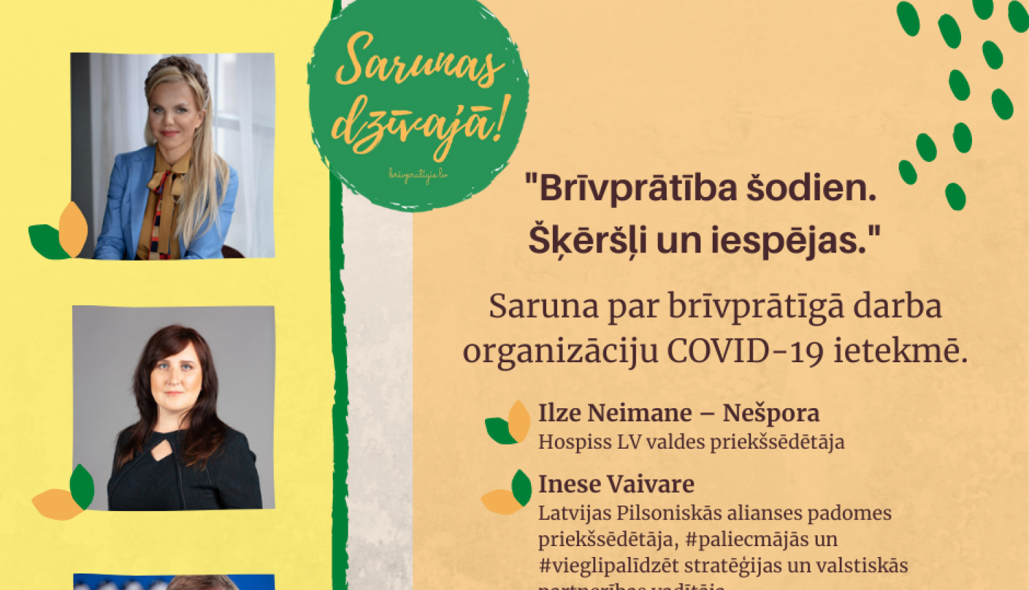 NVA aizsāk sarunu ciklu par brīvprātīgo darbu “Sarunas dzīvajā! brivpratigie.lv”