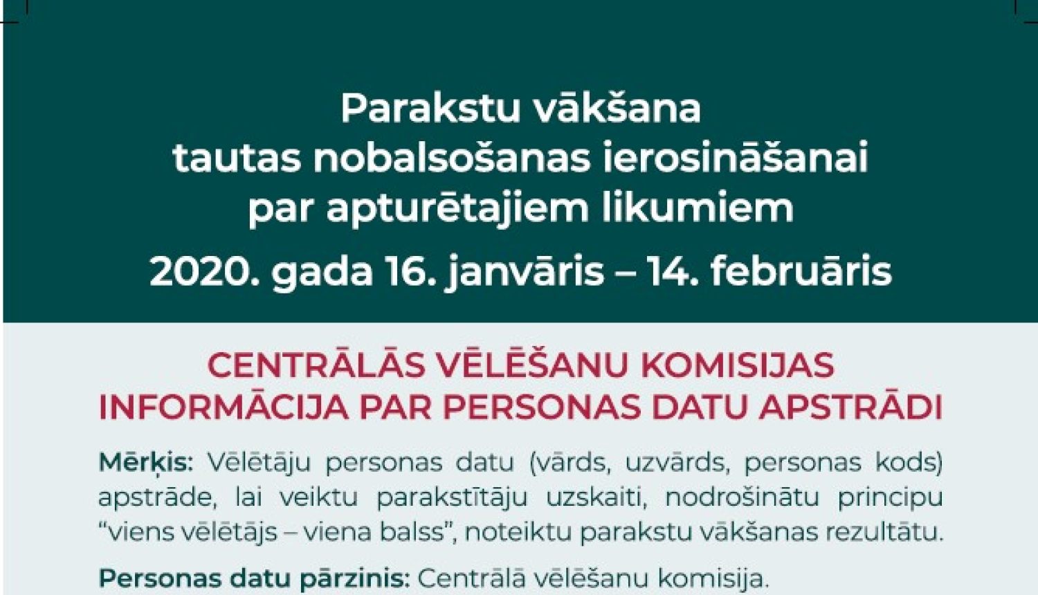 Par parakstu vākšanas vietām un laikiem tautas nobalsošanas ierosināšanai