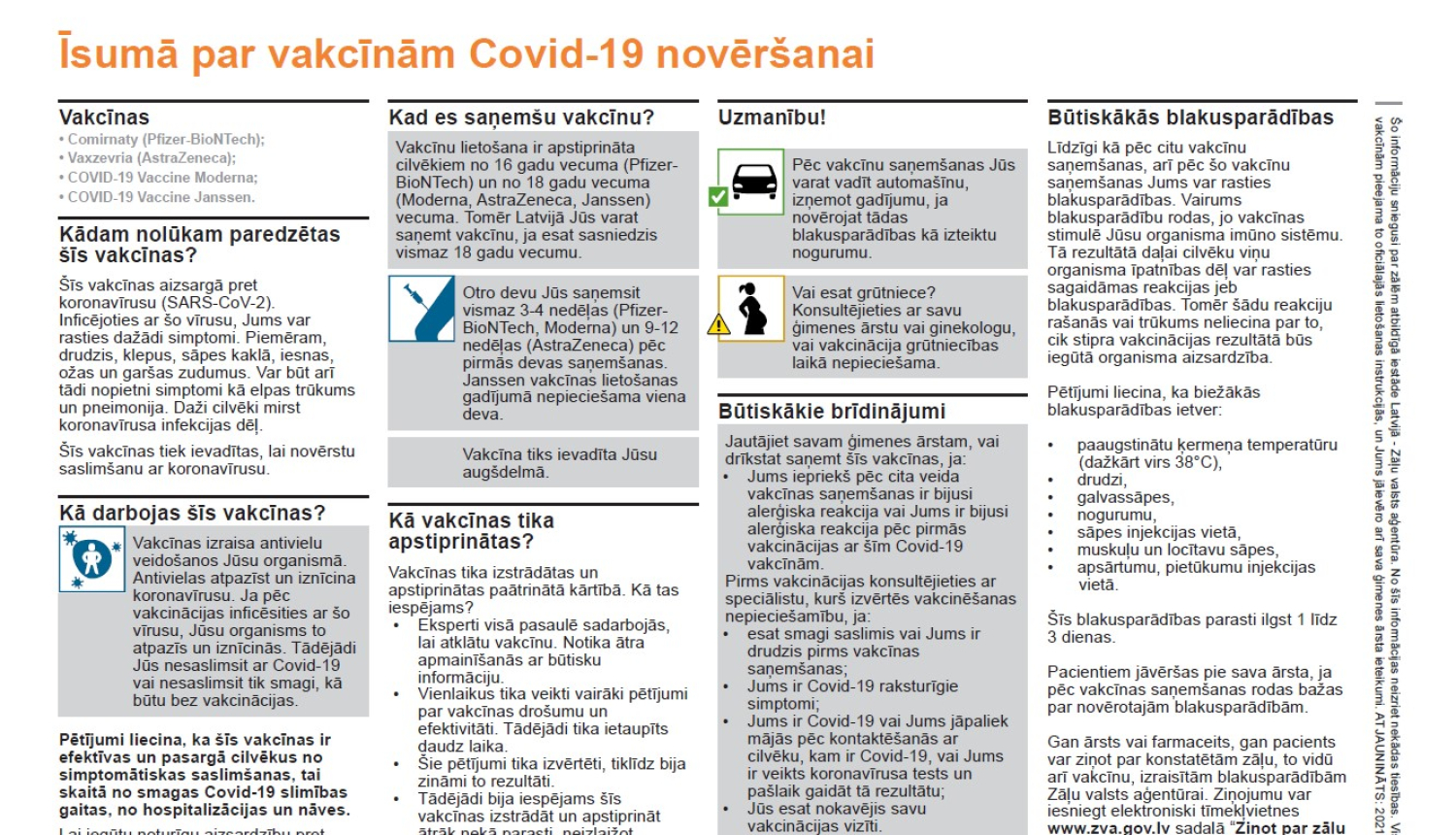ZVA informatīvs materiāls par vakcīnām pret Covid-19: uzzini par vakcīnu izstrādi, darbību, intervālu starp devām un biežākajām blakusparādībām