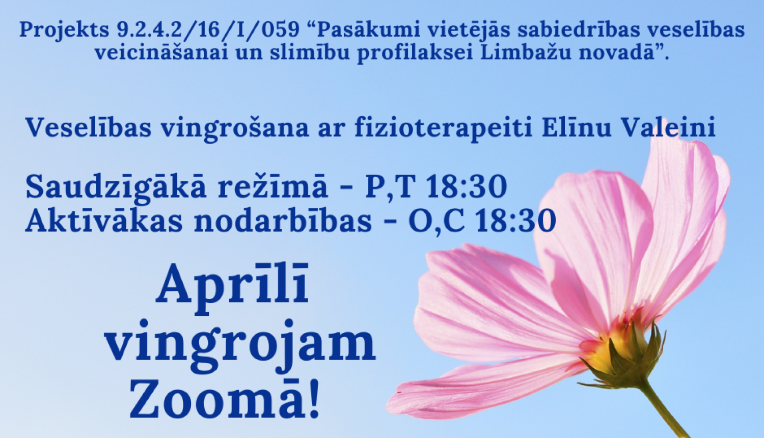 Bezmaksas vingrošanas nodarbības aprīlī!