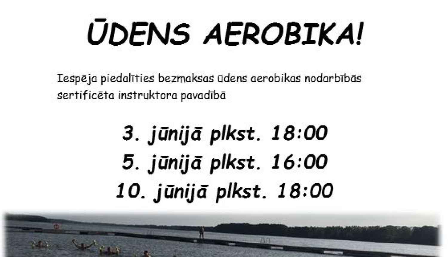 Aicinām piedalīties bezmaksas ūdens aerobikas nodarbībās