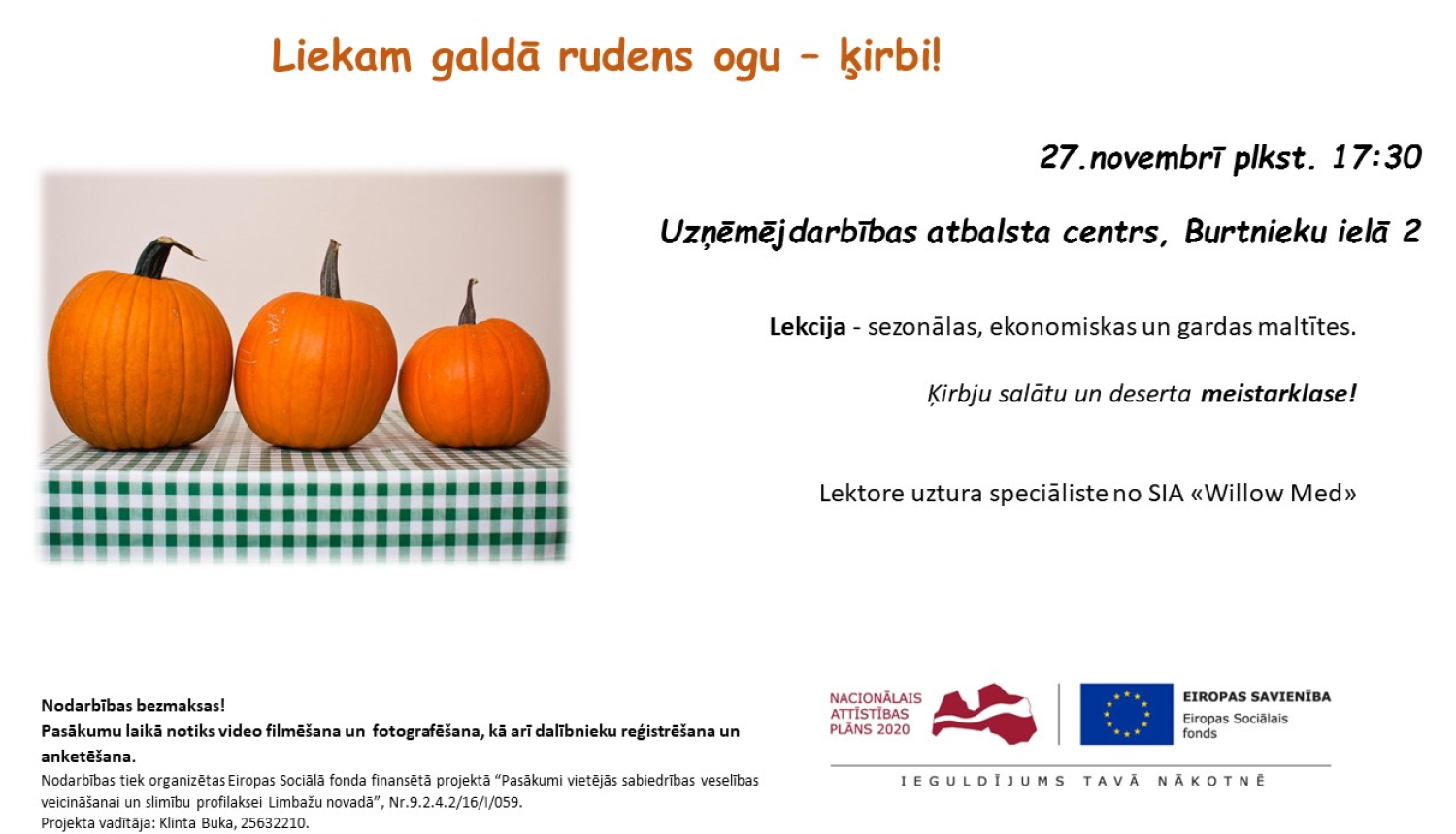 Ķirbju salātu un deserta meistarklase - liekam galdā rudens ogu ķirbi!