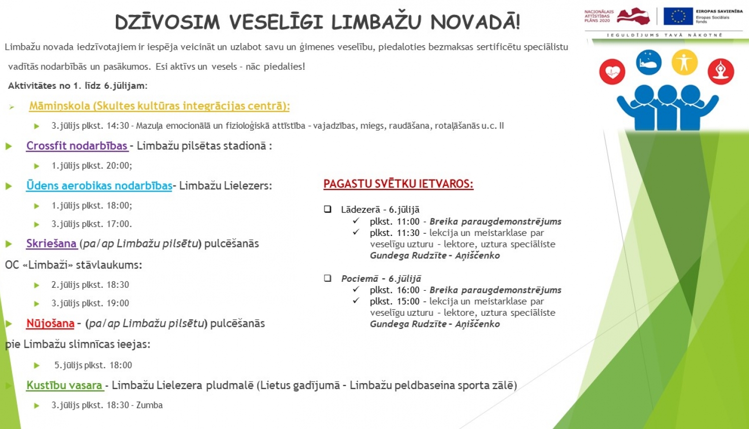 Aicinām šajā nedēļā apmeklēt veselību veicinošas aktivitātes Limbažu novadā