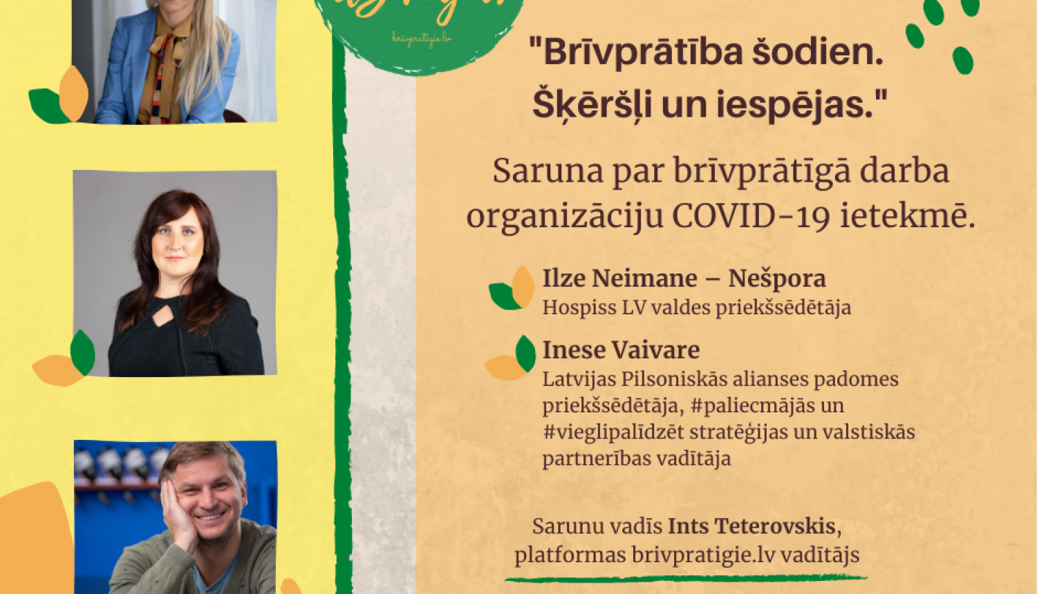 NVA aizsāk sarunu ciklu par brīvprātīgo darbu “Sarunas dzīvajā! brivpratigie.lv”