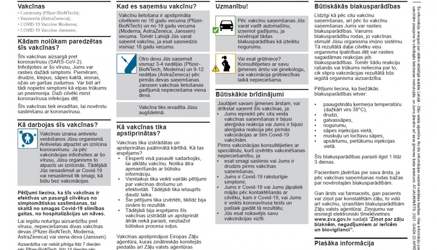 ZVA informatīvs materiāls par vakcīnām pret Covid-19: uzzini par vakcīnu izstrādi, darbību, intervālu starp devām un biežākajām blakusparādībām