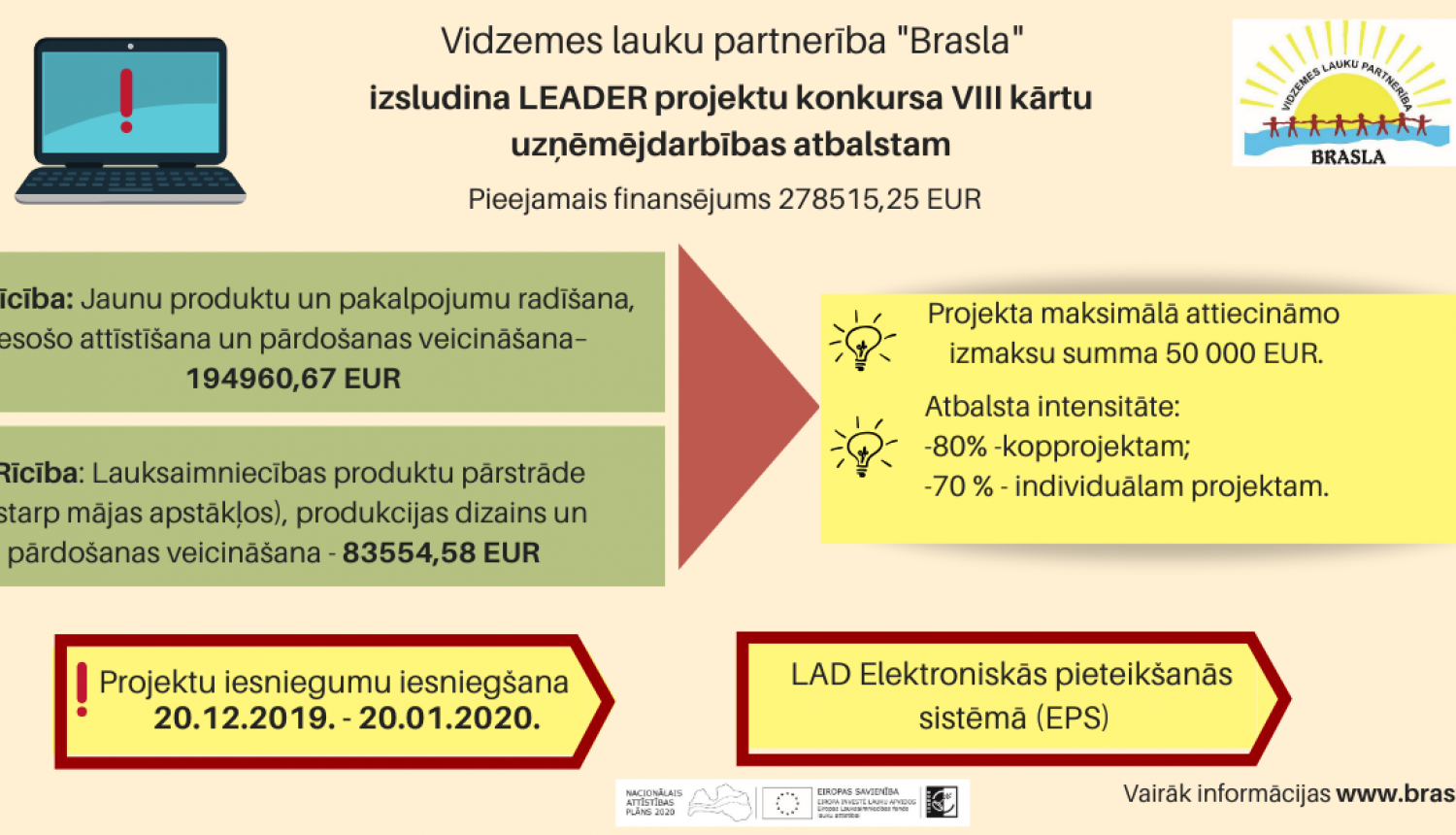 Izsludināta LEADER projektu konkursa VIII kārta uzņēmējdarbības atbalstam
