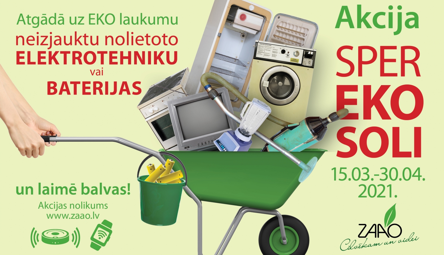 Notiks nolietotās elektrotehnikas un bateriju vākšanas akcija “Sper EKO soli”