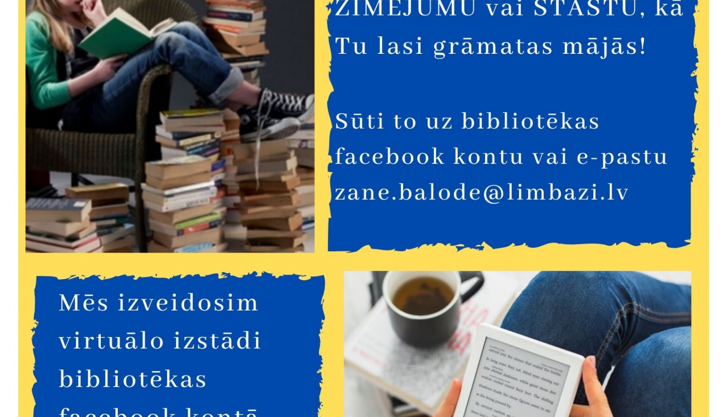 Limbažu Galvenā bibliotēka aicina iesaistīties virtuālā akcijā #EsLasuMājās Limbažu Galvenā bibliotēka aicina iesaistīties virtuālā akcijā #EsLasuMājās