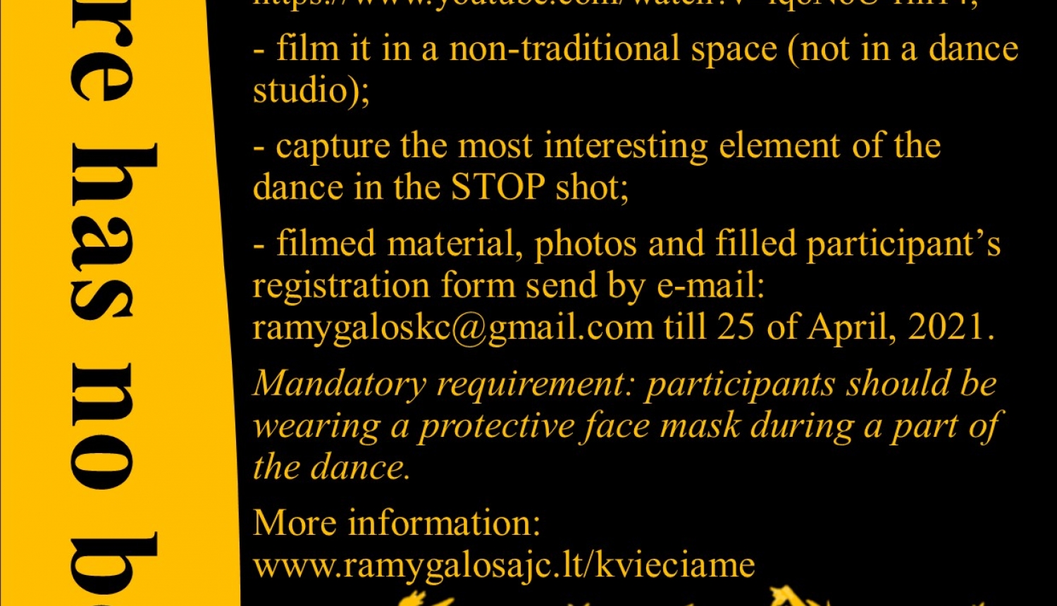 Paņevežas rajona pašvaldība aicina jauniešus vecumā no 14–29 gadiem attālināti piedalīties starptautiskā konkursā - festivālā „DANCE VIRUS – 2021” Paņevežas rajona pašvaldība aicina jauniešus vecumā no 14–29 gadiem attālināti piedalīties starptautiskā konkursā - festivālā „DANCE VIRUS – 2021”